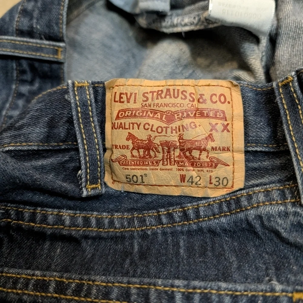 Y2K Levi's 501 Mens 42x30 (39x29) Denim Jeans Pants Blue Button Fly